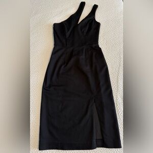 Black Halo Yara Cocktail Dress. Side Zip-Front Slip- One Shoulder. Excellent Con